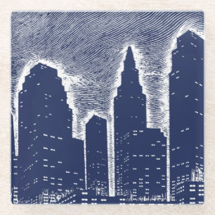 Dessous-de-verre En Verre Grand City Night Lights cityscape skyline