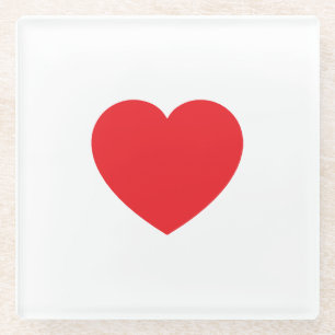 Dessous-de-verre En Verre Graphique de cœur d'amour rouge blanc moderne uni