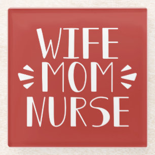 Dessous-de-verre En Verre Graphique d'infirmière de maman d'épouse