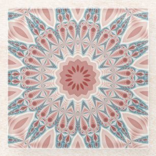Dessous-de-verre En Verre Grattez moderne Kaleidoscope Mandala art fractal
