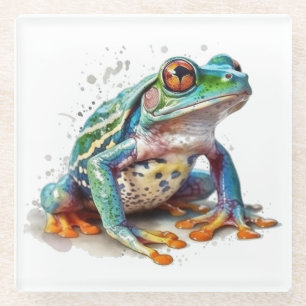 Dessous-de-verre En Verre Grenouille à l'aquarelle aux tons de joaillerie