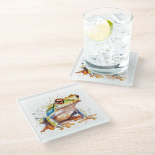 Dessous-de-verre En Verre Grenouille arboricole Azur Doré