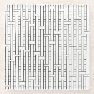 Dessous-de-verre En Verre Grille industrielle noir et blanc minimaliste mode