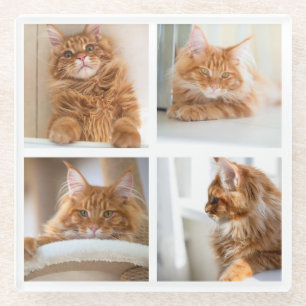 Dessous-de-verre En Verre Grille simple Collage 4 Quatre photos