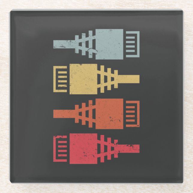 Dessous-de-verre En Verre Groupe LAN de l'ingénieur réseau Geek de technolog (Devant)