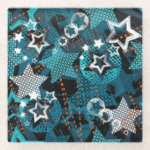 Dessous-de-verre En Verre Grunge star motif, design pour enfants ludique.