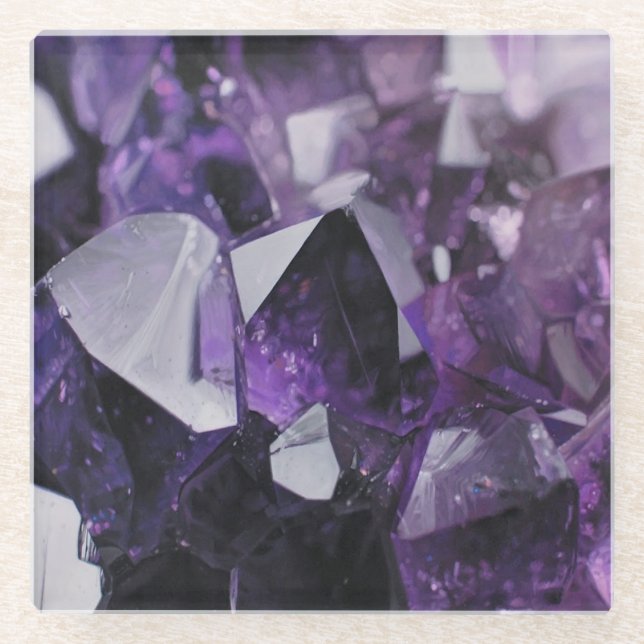 Dessous-de-verre En Verre guérison du quartz d'esprit améthyste violet holis (Devant)