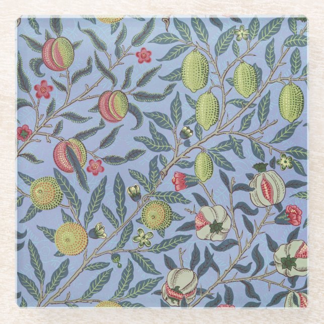 Dessous-de-verre En Verre Guillaume Morris Fruit Pomegranate Blue Orament (Devant)