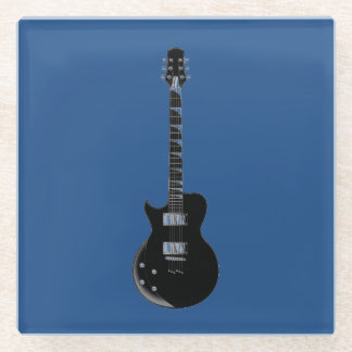 Dessous-de-verre En Verre Guitare électrique Bleu Black Pop Art