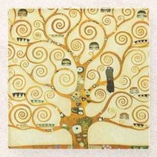 Dessous-de-verre En Verre Gustav Klimt L'Arbre De Vie Art Nouveau Vintage