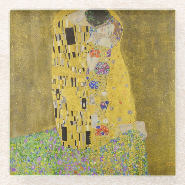 Dessous-de-verre En Verre Gustav Klimt - Le baiser (Devant)