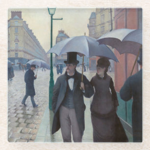 Dessous-de-verre En Verre Gustave Caillebotte - Rue de Paris ; Temps de plui