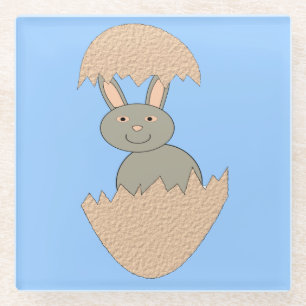 Dessous-de-verre En Verre Hachage de lapin de l'oeuf Dessous de verre de ver