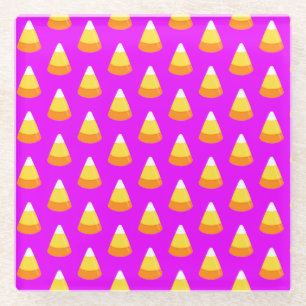 Dessous-de-verre En Verre Halloween - Candy Corn Purple