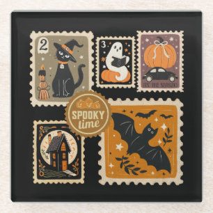 Dessous-de-verre En Verre Halloween Éffrayant temps Postal Timbres Fantômes 