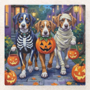 Dessous-de-verre En Verre Halloween Trick-or-Treating de la Grande Montagne