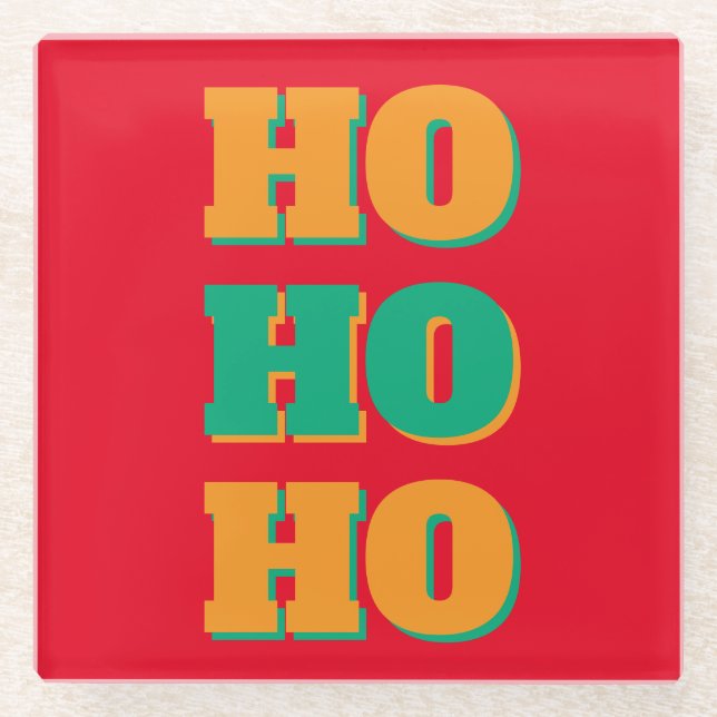 Dessous-de-verre En Verre Happy New Year Merry Christmas Holiday Season HoHo (Devant)