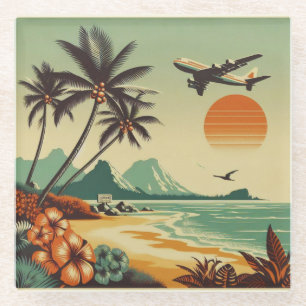 Dessous-de-verre En Verre Hawaï vintage/tropical