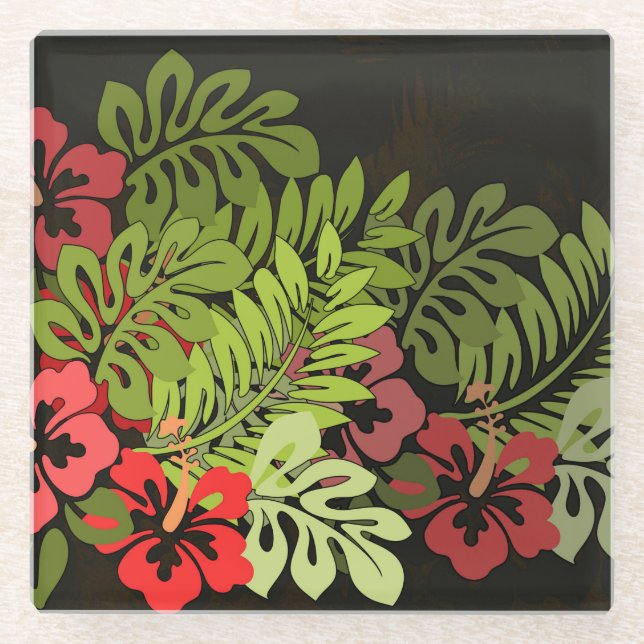 Dessous-de-verre En Verre Hawaii Aloha Flower Art Print (Devant)
