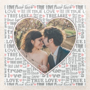 Dessous-de-verre En Verre Heart Shaped Photo True Love Valentines or Wedding