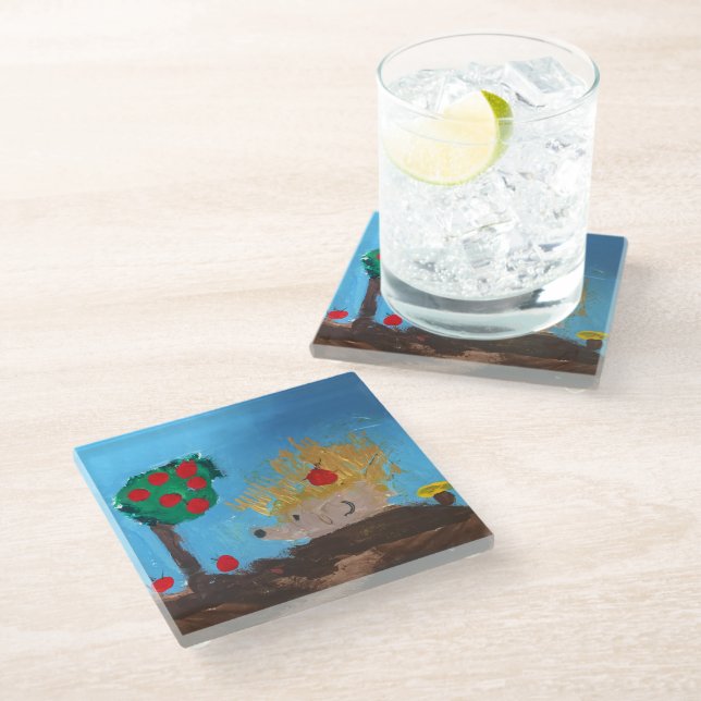 Dessous-de-verre En Verre Hedgehog (Incliné)