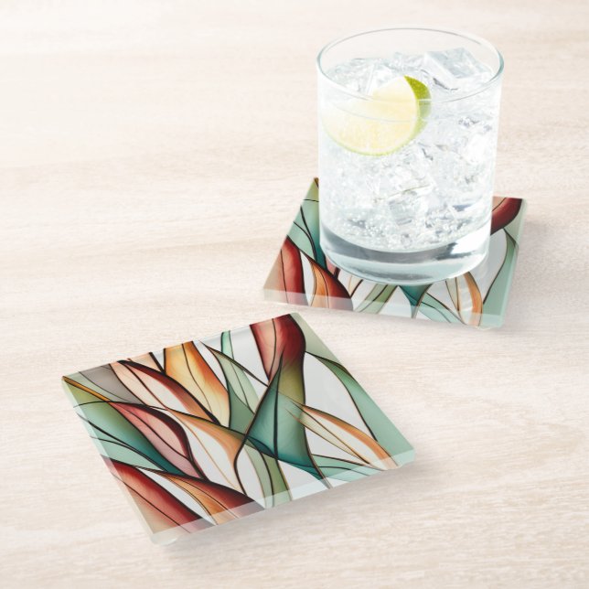 Dessous-de-verre En Verre Herbe aux vitraux (Incliné)