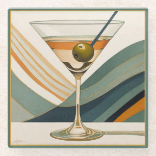 Dessous-de-verre En Verre Heure du cocktail Martini du milieu du XXe siècle
