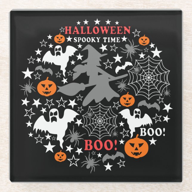 Dessous-de-verre En Verre Heure Éffrayante Halloween (Devant)