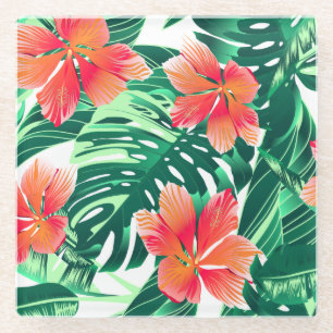 Dessous-de-verre En Verre Hibiscus à l'orange tropicale