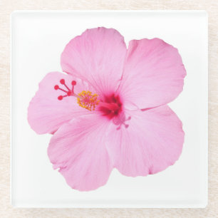 Dessous-de-verre En Verre Hibiscus rose Fleur tropicale
