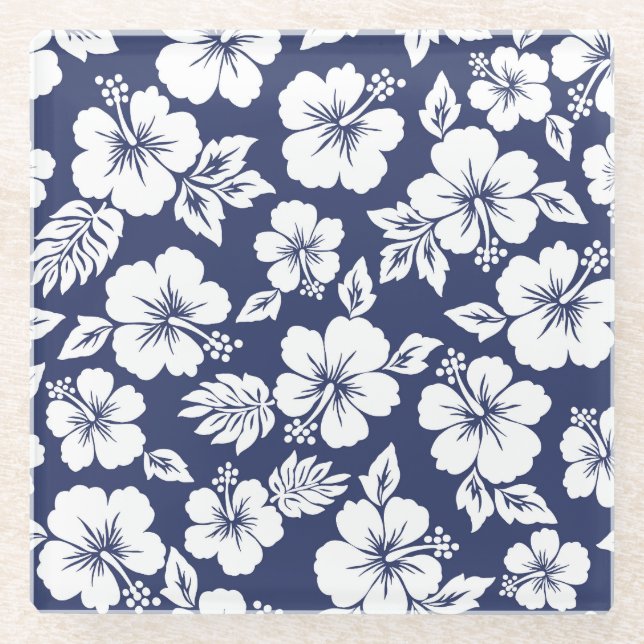 Dessous-de-verre En Verre Hibiscus vibrant : Floral Motif sans joint. (Devant)