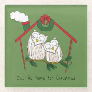Dessous-de-verre En Verre Hibou Noël mignon Enfants