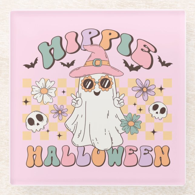 Dessous-de-verre En Verre Hippie Halloween (Devant)