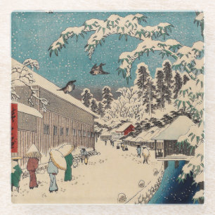 Dessous-de-verre En Verre Hiroshige hiver paysage Japon pays