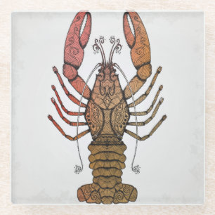 Dessous-de-verre En Verre Homard de style de Zentangle