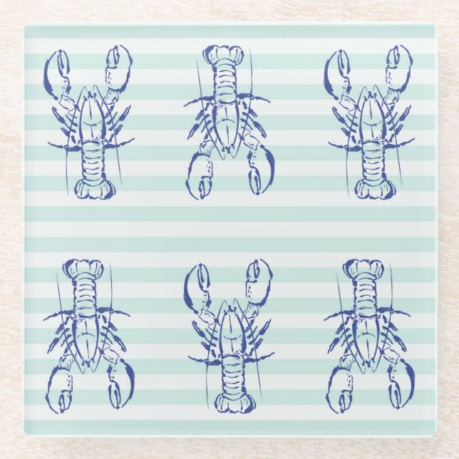 Dessous-de-verre En Verre Homards bleus (Devant)