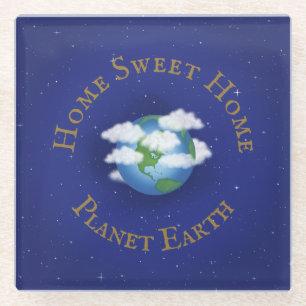Dessous-de-verre En Verre "Home Sweet Home Planet Earth" Astronomie lunaire