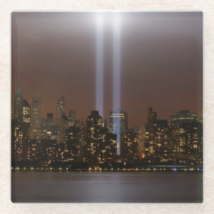 Dessous-de-verre En Verre Hommage de World Trade Center dans la lumière à