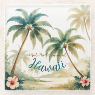 Dessous-de-verre En Verre Honolulu Voyage Hawaïen de style vintage