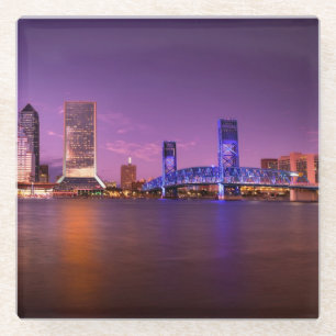 Dessous-de-verre En Verre Horizon de Jacksonville la Floride la nuit
