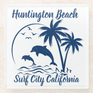 Dessous-de-verre En Verre Huntington Beach California Dark Blue
