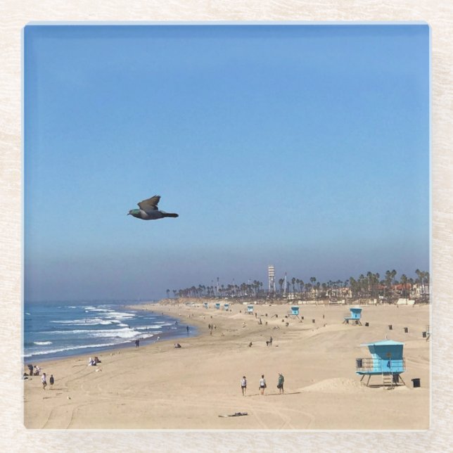 Dessous-de-verre En Verre Huntington Beach, Californie (Devant)