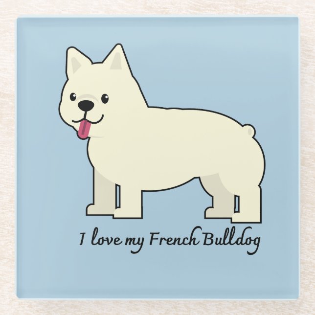 Dessous-de-verre En Verre I love my French Bulldog (Devant)