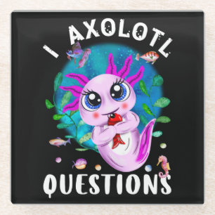 Dessous-de-verre En Verre I Questions Axolotl, Kawaii Pink Amphibian