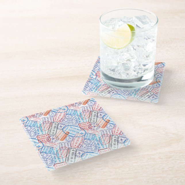 Dessous-de-verre En Verre Icône de voyage (Incliné)