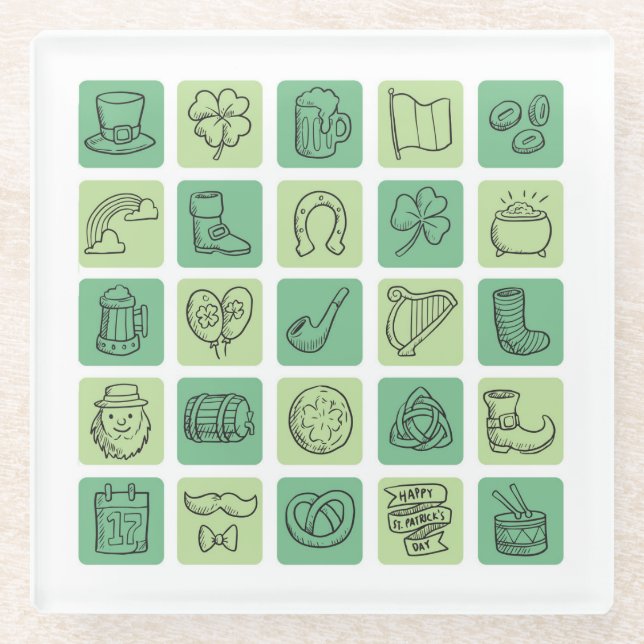 Dessous-de-verre En Verre Icônes tirées à la main de St. Patrick ID635 (Devant)