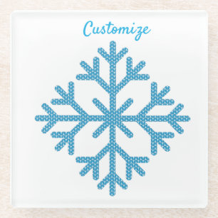 Dessous-de-verre En Verre Icy Blue Snowflake Thunder_Cove
