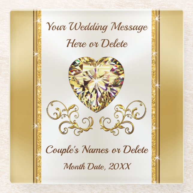 Dessous-de-verre En Verre Idées Cadeaux Mariages, Magnifiques, Personnalisée (Devant)