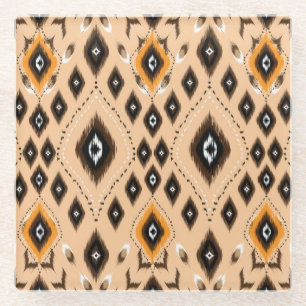 Dessous-de-verre En Verre Ikat Ethnic Geometry Folklore Motif