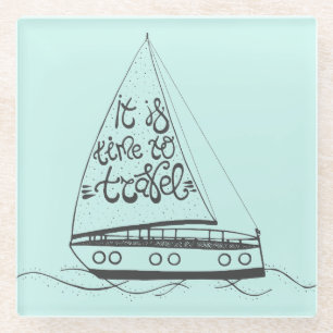 Dessous-de-verre En Verre Il est temps de voyager